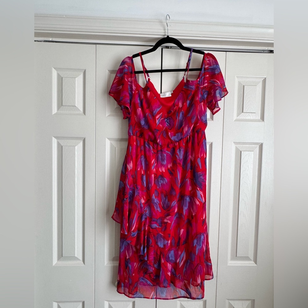 The Room Tropical Print Red Dress